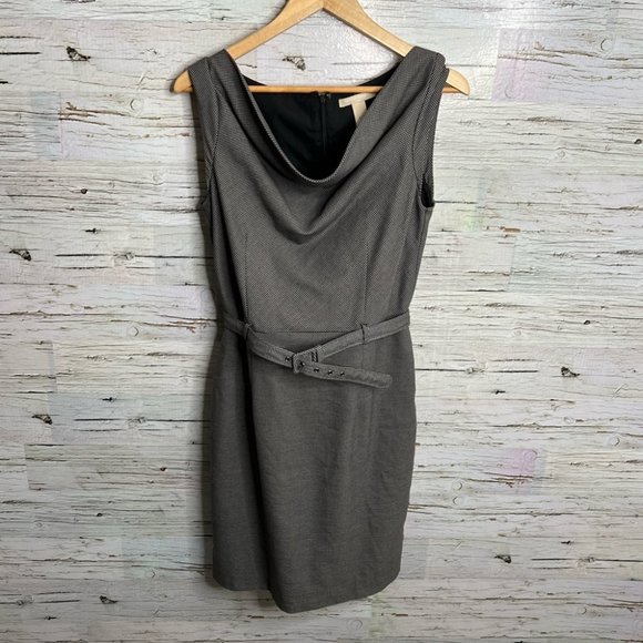 Banana republic gray dress size 10 with belt career sheath - Picture 1 of 8